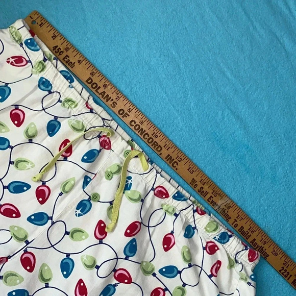 DELICATES pajama pant Christmas light print elastic waistband drawstring size XL - Picture 9 of 10